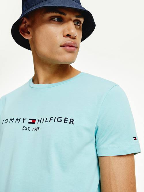 Tommy Hilfiger Logo Póló Férfi Kék | TH845HQR