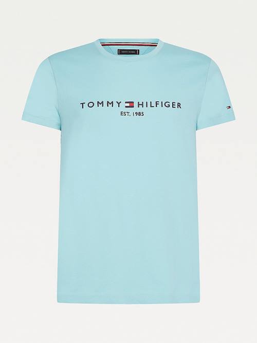 Tommy Hilfiger Logo Póló Férfi Kék | TH845HQR