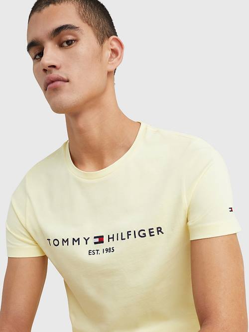 Tommy Hilfiger Logo Póló Férfi Sárga | TH067JPL