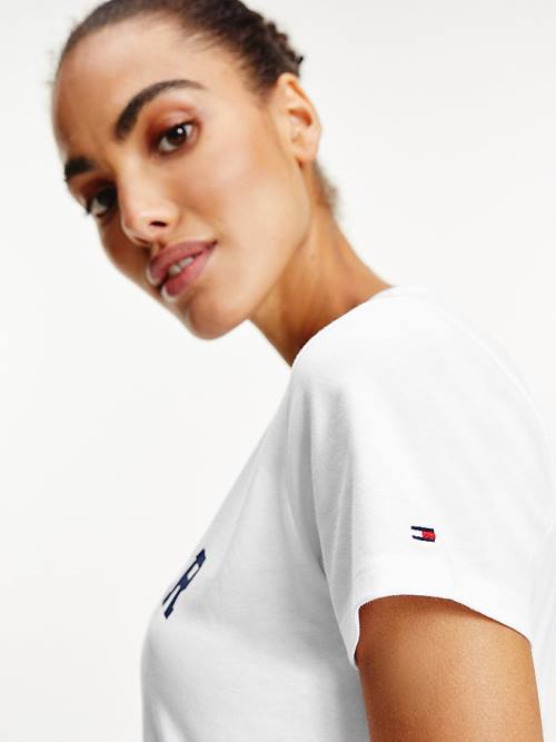 Tommy Hilfiger Logo Póló Női Fehér | TH073JPU