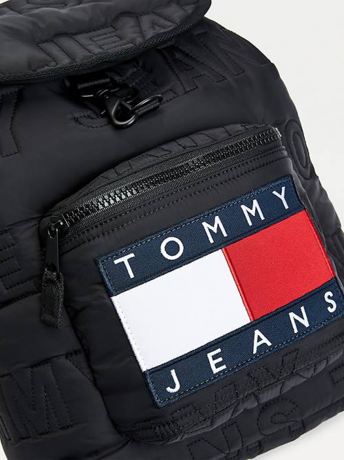 Tommy Hilfiger Logo Quilting Puffer Backpack Táska Férfi Fekete | TH697XEG