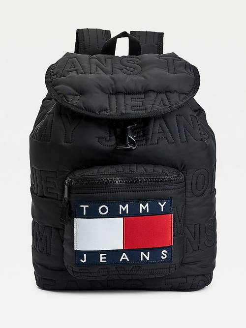 Tommy Hilfiger Logo Quilting Puffer Backpack Táska Férfi Fekete | TH697XEG