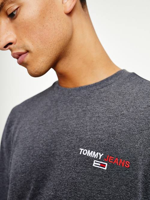 Tommy Hilfiger Logo Recycled Long Sleeve Póló Férfi Fekete | TH105XUE