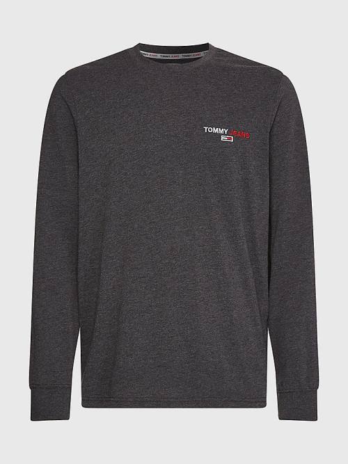 Tommy Hilfiger Logo Recycled Long Sleeve Póló Férfi Fekete | TH105XUE