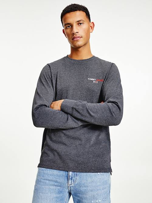 Tommy Hilfiger Logo Recycled Long Sleeve Póló Férfi Fekete | TH105XUE