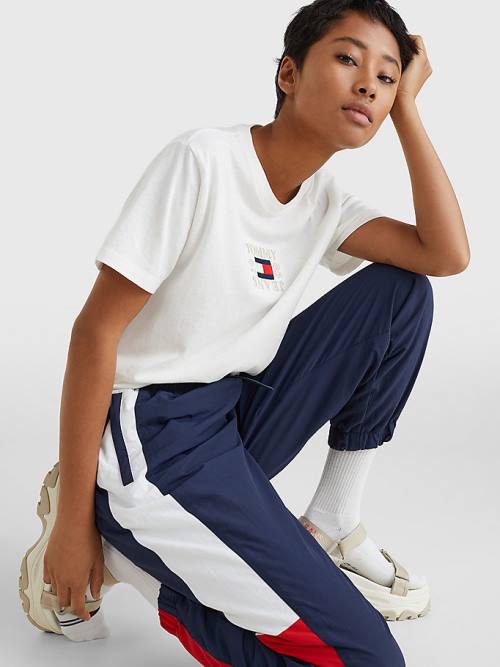 Tommy Hilfiger Logo Relaxed Fit Póló Női Fehér | TH123TAB