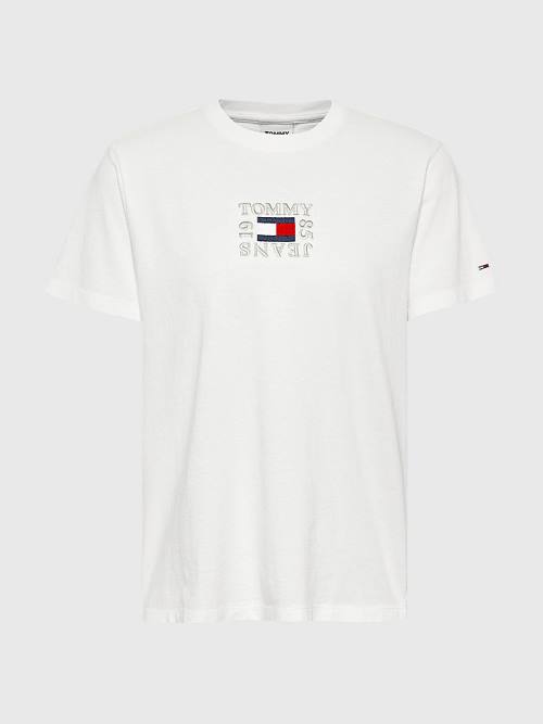 Tommy Hilfiger Logo Relaxed Fit Póló Női Fehér | TH123TAB