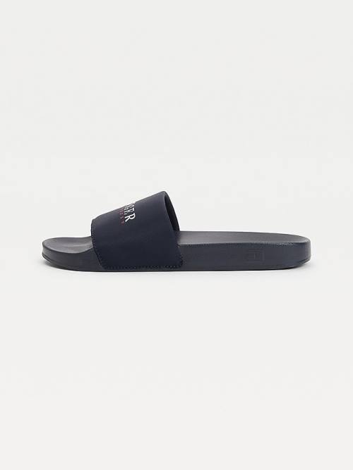 Tommy Hilfiger Logo Slides Szandál Férfi Kék | TH201KIX