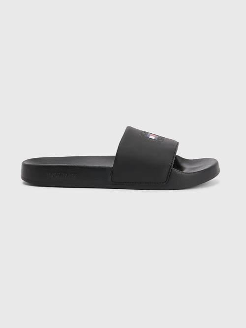 Tommy Hilfiger Logo Slides Szandál Női Fekete | TH435ONJ