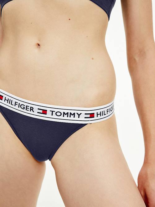 Tommy Hilfiger Logo Stretch Pamut Briefs Fehérnemű Női Kék | TH786JCH