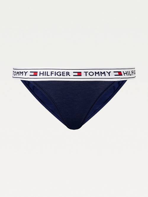 Tommy Hilfiger Logo Stretch Pamut Briefs Fehérnemű Női Kék | TH786JCH