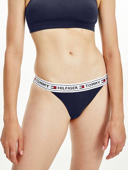 Tommy Hilfiger Logo Stretch Pamut Briefs Fehérnemű Női Kék | TH786JCH