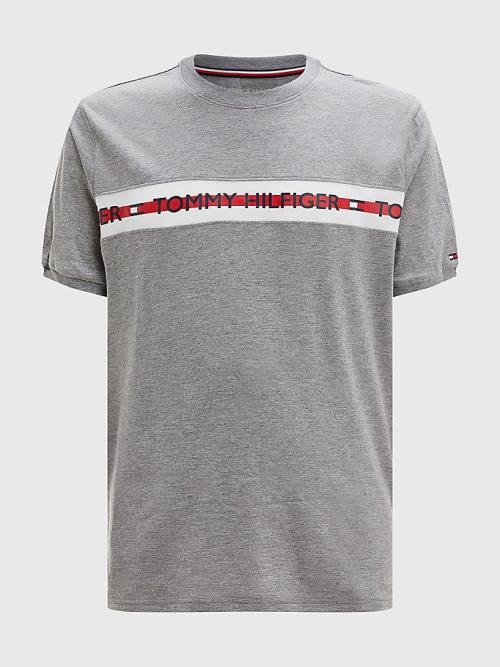 Tommy Hilfiger Logo Stripe Pizsama Férfi Szürke | TH286ZLS