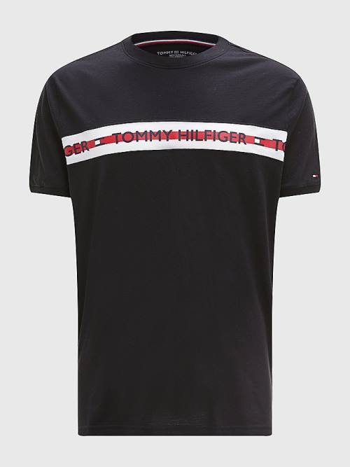 Tommy Hilfiger Logo Stripe Pizsama Férfi Fekete | TH962SCI