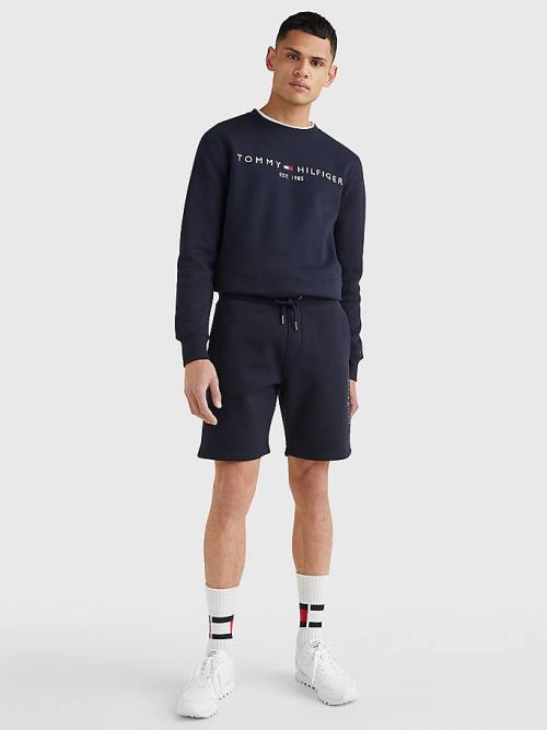 Tommy Hilfiger Logo Sweat Rövidnadrág Férfi Kék | TH143YUQ