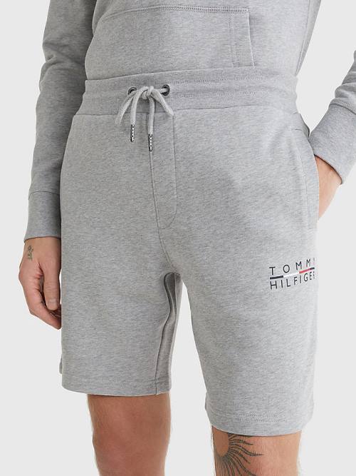 Tommy Hilfiger Logo Sweat Rövidnadrág Férfi Szürke | TH451JQK