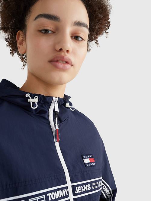 Tommy Hilfiger Logo Tape Chicago Windbreaker Kabát Női Kék | TH156CYQ