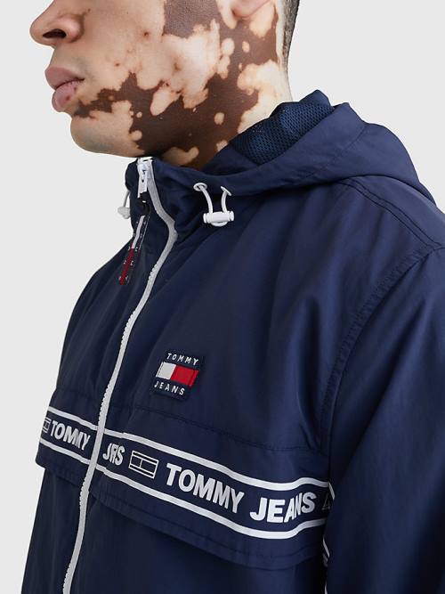 Tommy Hilfiger Logo Tape Chicago Windbreaker Kabát Férfi Kék | TH302PRJ