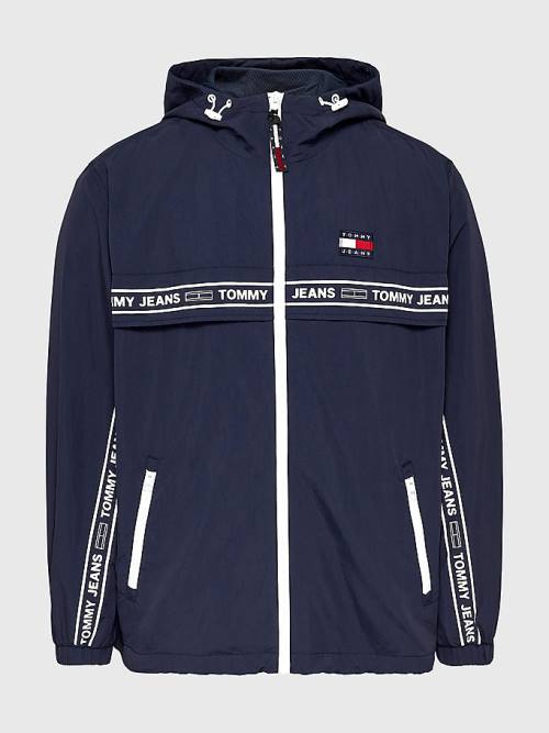 Tommy Hilfiger Logo Tape Chicago Windbreaker Kabát Férfi Kék | TH302PRJ