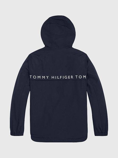 Tommy Hilfiger Logo Tape Chicago Windbreaker Kabát Lány Kék | TH537OVQ