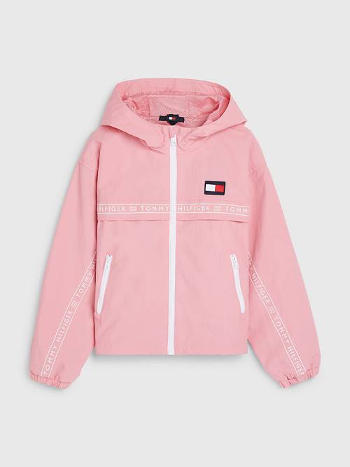 Tommy Hilfiger Logo Tape Chicago Windbreaker Kabát Lány Rózsaszín | TH538IHL