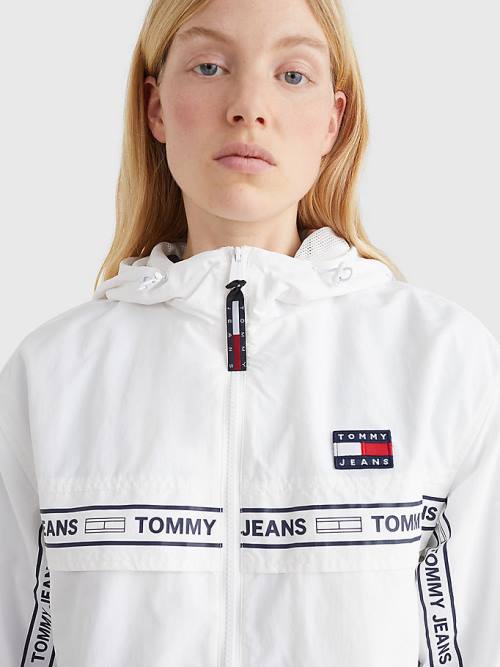 Tommy Hilfiger Logo Tape Chicago Windbreaker Kabát Női Fehér | TH593HPG