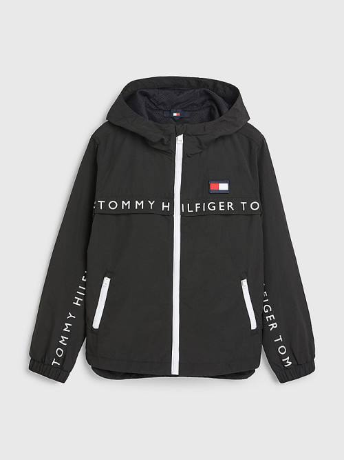 Tommy Hilfiger Logo Tape Chicago Windbreaker Kabát Fiú Fekete | TH679UFL