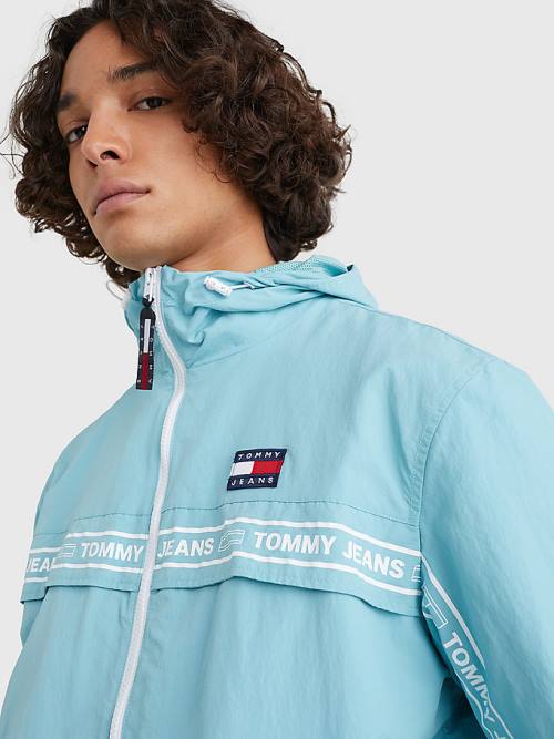 Tommy Hilfiger Logo Tape Chicago Windbreaker Kabát Férfi Kék | TH764PHQ