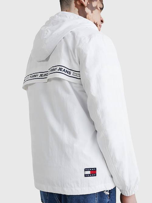 Tommy Hilfiger Logo Tape Chicago Windbreaker Kabát Férfi Fehér | TH807TID