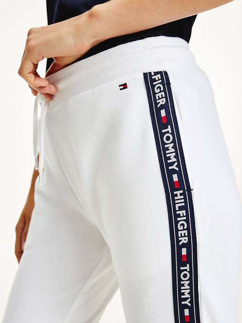 Tommy Hilfiger Logo Tape Joggers Nadrág Női Fehér | TH049PIR