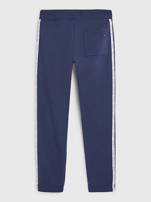 Tommy Hilfiger Logo Tape Joggers Nadrág Fiú Kék | TH758TSL