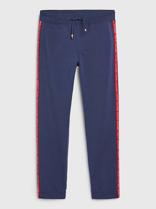 Tommy Hilfiger Logo Tape Joggers Nadrág Fiú Kék | TH758TSL