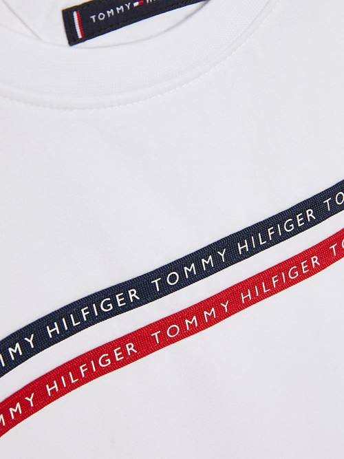 Tommy Hilfiger Logo Tape Organic Pamut Póló Fiú Fehér | TH109IYS