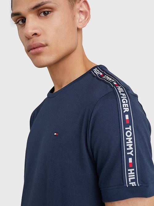 Tommy Hilfiger Logo Tape Pizsama Férfi Kék | TH038IBU