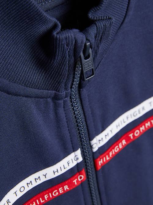 Tommy Hilfiger Logo Tape Pálya Pulóver Fiú Kék | TH058QSF