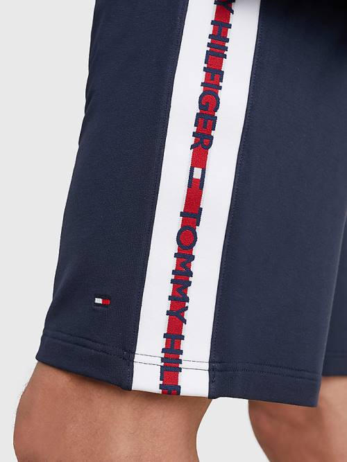 Tommy Hilfiger Logo Tape Pálya Shorts Pizsama Férfi Kék | TH812GNI