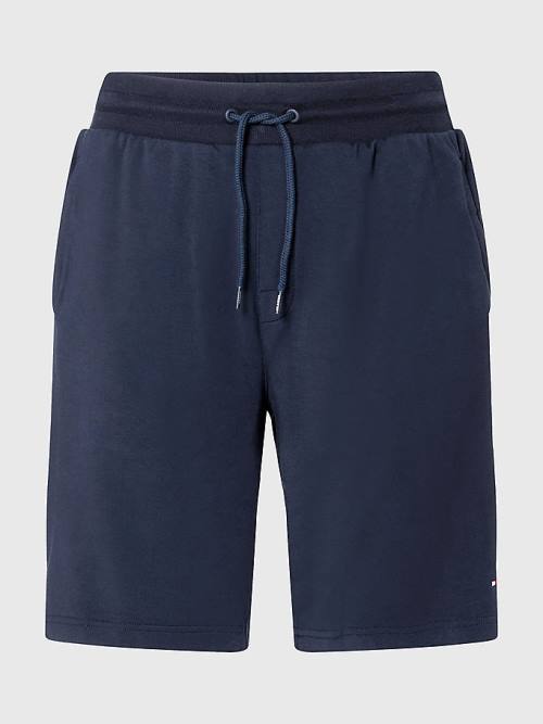 Tommy Hilfiger Logo Tape Pálya Shorts Pizsama Férfi Kék | TH812GNI