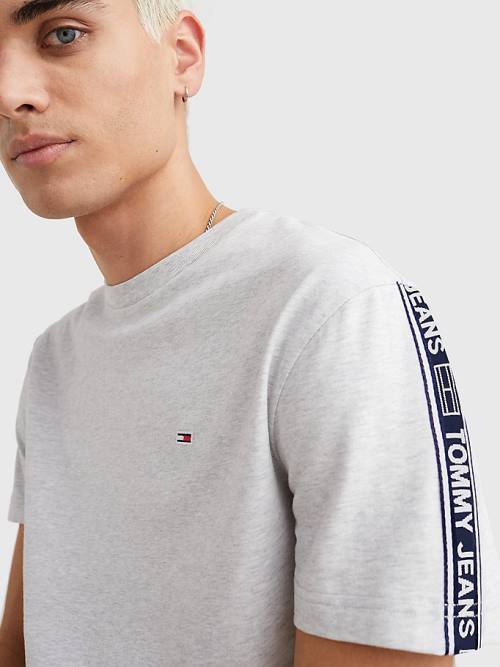 Tommy Hilfiger Logo Tape Póló Férfi Szürke | TH065WGS