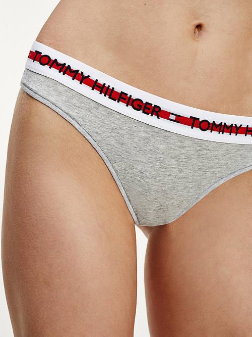 Tommy Hilfiger Logo Tape Stretch Tanga Fehérnemű Női Szürke | TH541YHC