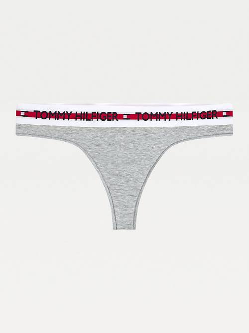 Tommy Hilfiger Logo Tape Stretch Tanga Fehérnemű Női Szürke | TH541YHC