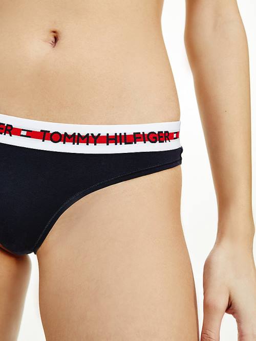 Tommy Hilfiger Logo Tape Stretch Tanga Fehérnemű Női Kék | TH823PXZ