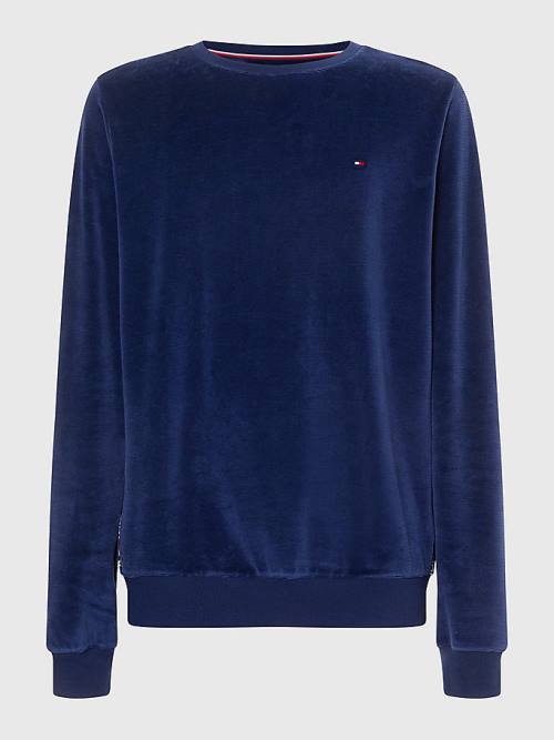 Tommy Hilfiger Logo Tape Sweatshirt Pizsama Férfi Kék | TH340POM