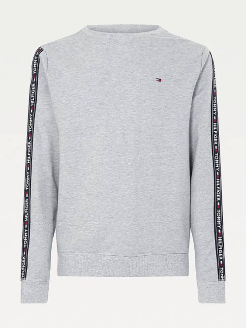 Tommy Hilfiger Logo Tape Sweatshirt Pizsama Férfi Szürke | TH928CMD