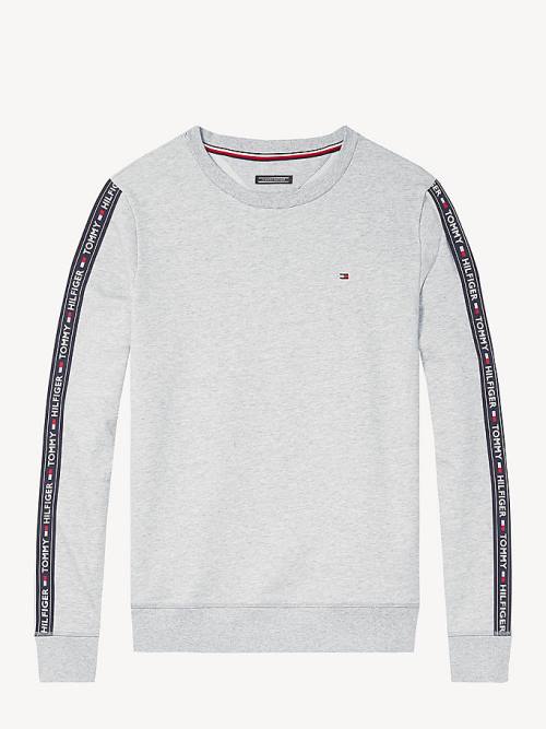 Tommy Hilfiger Logo Tape Sweatshirt Pizsama Férfi Szürke | TH928CMD