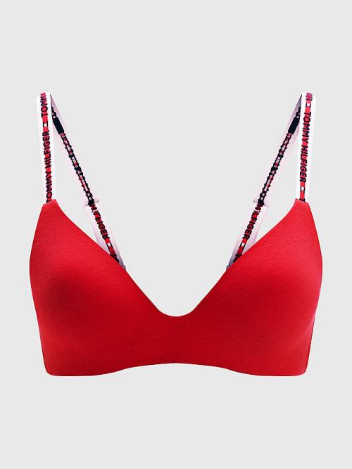 Tommy Hilfiger Logo Tape Triangle Bra Fehérnemű Női Piros | TH109GEJ