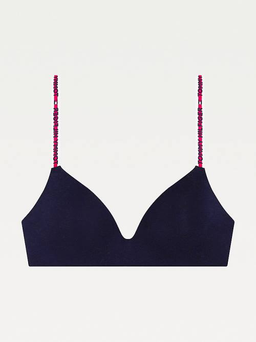 Tommy Hilfiger Logo Tape Triangle Bra Fehérnemű Női Kék | TH920CYF