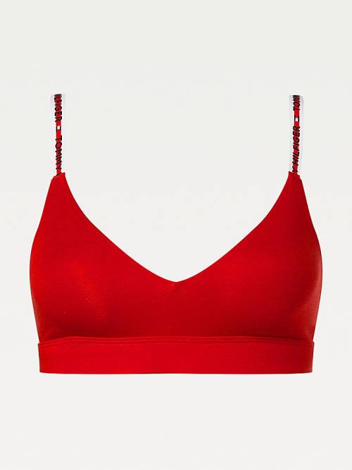 Tommy Hilfiger Logo Tape Triangle Bralette Fehérnemű Női Piros | TH253LZS