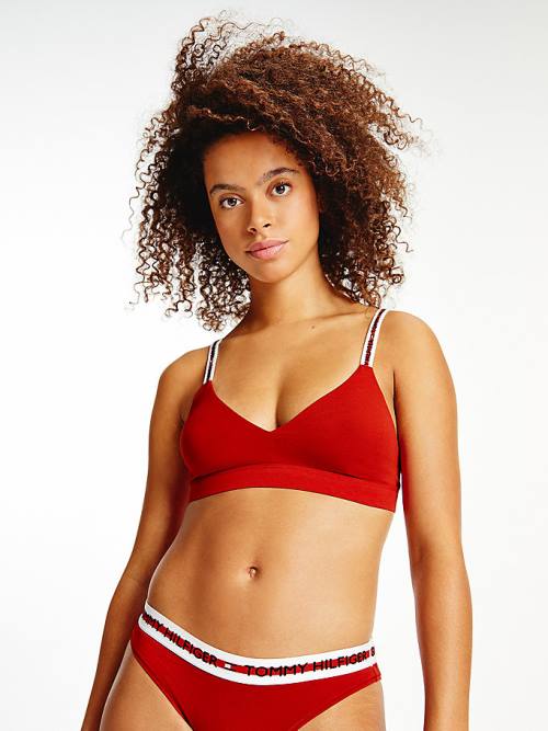 Tommy Hilfiger Logo Tape Triangle Bralette Fehérnemű Női Piros | TH253LZS