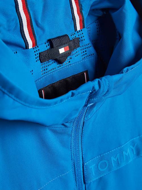 Tommy Hilfiger Logo Tape Zip-Thru Parka Kabát Fiú Kék | TH562EYO