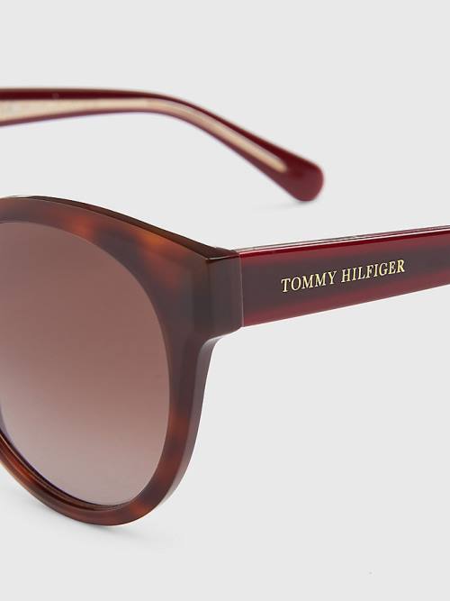 Tommy Hilfiger Logo Temple Cat-Eye Napszemüveg Női Barna | TH240ORQ